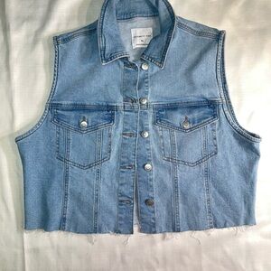 Light Blue Denim Crop Vest